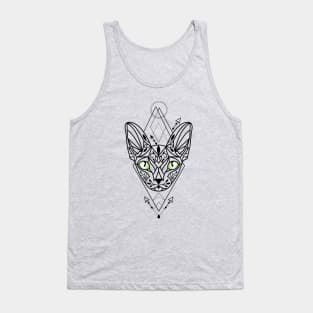 Green Eyed Sphinx cat tattoo Tank Top